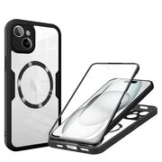 Pachet 360: Husa cu folie integrata pentru  iPhone 15 cu MagSafe Cover360 fata / spate - negru