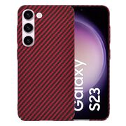 Husa pentru  Samsung Galaxy S23 CarbonFiber UltraSlim, Lightweight, rosu