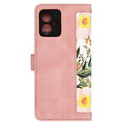 Husa tip carte pentru  Motorola Moto G54, G54 Power Edition, functie stand si port carduri, roz