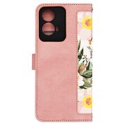 Husa tip carte pentru  Motorola Moto G85, functie stand si port carduri, roz