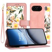Husa tip carte pentru  OnePlus Nord 4, functie stand si port carduri, roz
