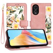 Husa tip carte pentru  Oppo A18, A38, functie stand si port carduri, roz