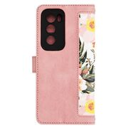 Husa tip carte pentru  Oppo Reno 12, functie stand si port carduri, roz