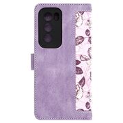 Husa tip carte pentru  Oppo Reno 12 Pro, functie stand si port carduri, mov