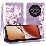 Husa tip carte pentru  Oppo Reno 12F, 12FS, functie stand si port carduri, mov