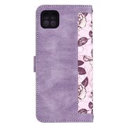 Husa tip carte pentru  Samsung Galaxy A22 5G, functie stand si port carduri, mov