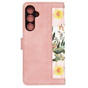 Husa tip carte pentru  Samsung Galaxy A25, functie stand si port carduri, roz