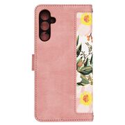 Husa tip carte pentru  Samsung Galaxy A34 5G, functie stand si port carduri, roz