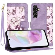 Husa tip carte pentru  Samsung Galaxy A35, functie stand si port carduri, mov