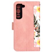Husa tip carte pentru  Samsung Galaxy S22 5G, functie stand si port carduri, roz