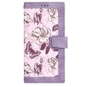 Husa tip carte pentru  Samsung Galaxy S22 Ultra 5G, functie stand si port carduri, mov