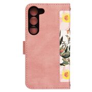 Husa tip carte pentru  Samsung Galaxy S23, functie stand si port carduri, roz
