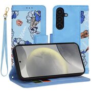 Husa tip carte pentru  Samsung Galaxy S24, functie stand si port carduri, albastru