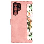 Husa tip carte pentru  Samsung Galaxy S24 Ultra, functie stand si port carduri, roz