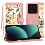 Husa tip carte pentru  Xiaomi 13T, 13T Pro, functie stand si port carduri, roz