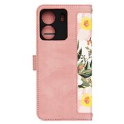 Husa tip carte pentru  Xiaomi Redmi 13C, functie stand si port carduri, roz