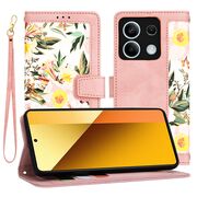 Husa tip carte pentru  Xiaomi Redmi Note 13 5G, functie stand si port carduri, roz
