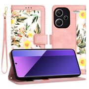 Husa tip carte pentru  Xiaomi Redmi Note 13 Pro+ Plus 5G, functie stand si port carduri, roz