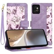 Husa tip carte pentru  Motorola Moto G32, functie stand si port carduri, mov