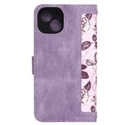 Husa tip carte pentru  iPhone 14, functie stand si port carduri, mov
