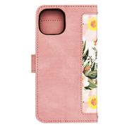 Husa tip carte pentru  iPhone 15, functie stand si port carduri, roz