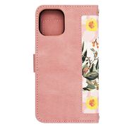 Husa tip carte pentru iPhone 12, functie stand si port carduri, roz
