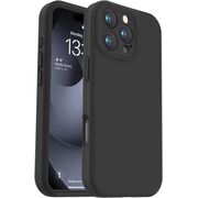 Husa pentru  iPhone 16 Pro Liquid Silicone, subțire, captusita cu microfibra, anti amprentă, protectie cameră foto, negru