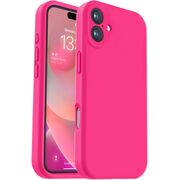 Husa pentru  iPhone 16 Liquid Silicone, subțire, captusita cu microfibra, anti amprentă, protectie cameră foto, fucsia