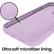 Husa pentru  iPhone 16 Pro Liquid Silicone, subțire, captusita cu microfibra, anti amprentă, protectie cameră foto, lavanda