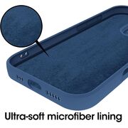 Husa pentru  iPhone 16 Pro Max Liquid Silicone, subțire, captusita cu microfibra, anti amprentă, protectie cameră foto, albastru