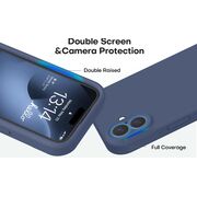Husa pentru  iPhone 16 Liquid Silicone, subțire, captusita cu microfibra, anti amprentă, protectie cameră foto, albastru
