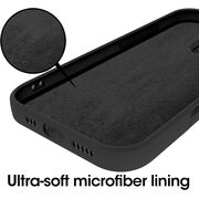 Husa pentru  iPhone 16 Pro Liquid Silicone, subțire, captusita cu microfibra, anti amprentă, protectie cameră foto, negru