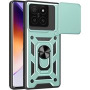 Husa pentru  Xiaomi 14T Ring Armor Kickstand Tough Rugged Cover cu protectie camera, verde