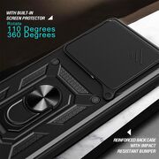 Husa pentru  Xiaomi 14T Ring Armor Kickstand Tough Rugged Cover cu protectie camera, albastru