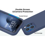 Husa pentru  iPhone 16 Pro Liquid Silicone, subțire, captusita cu microfibra, anti amprentă, protectie cameră foto, albastru