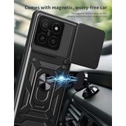 Husa pentru  Xiaomi 14T Ring Armor Kickstand Tough Rugged Cover cu protectie camera, albastru