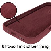 Husa pentru  iPhone 16 Pro Liquid Silicone, subțire, captusita cu microfibra, anti amprentă, protectie cameră foto, bordeaux