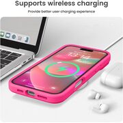 Husa pentru  iPhone 16 Pro Liquid Silicone, subțire, captusita cu microfibra, anti amprentă, protectie cameră foto, fucsia