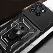 Husa pentru  Motorola Edge 50 Neo Ring Armor Kickstand Tough Rugged Cover cu protectie camera, negru