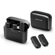 Set 2 x Lavaliera wireless Receiver, conector iPhone Lightning, Noise Reduction, Omnidirectional, Plug and Play, range 20m, negru