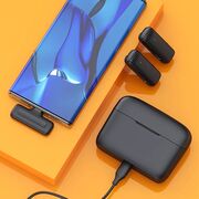 Set 2 x Lavaliera wireless Receiver, USB Type-C, Noise Reduction, Omnidirectional, Plug and Play, range 20m, negru