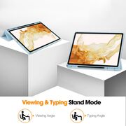 Husa pentru  Samsung Galaxy Tab S8 Soft Shell cu functie wake-up/sleep si compartiment pentru stylus, tip stand - albastru deschis