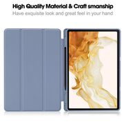 Husa pentru  Samsung Galaxy Tab S8 Soft Shell cu functie wake-up/sleep si compartiment pentru stylus, tip stand - albastru