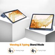 Husa pentru  Samsung Galaxy Tab S8 Soft Shell cu functie wake-up/sleep si compartiment pentru stylus, tip stand - albastru