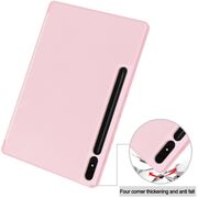 Husa pentru  Samsung Galaxy Tab S8 Soft Shell cu functie wake-up/sleep si compartiment pentru stylus, tip stand - roz