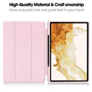 Husa pentru  Samsung Galaxy Tab S8 Soft Shell cu functie wake-up/sleep si compartiment pentru stylus, tip stand - roz