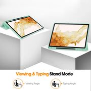 Husa pentru  Samsung Galaxy Tab S8 Soft Shell cu functie wake-up/sleep si compartiment pentru stylus, tip stand - verde