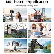 Selfie stick cu trepied flexibil octopus si telecomanda wireless bluetooth, pentru telefon, camera foto, Action Camera / GoPro cu telecomanda Bluetooth, unghi de inclinare reglabil, negru