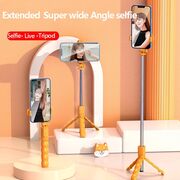 Selfie stick cu trepied telescopic si telecomanda wireless bluetooth, unghi de inclinare reglabil, rotire la 360° lungime reglabila pana la 70 cm, portocaliu