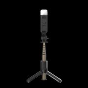 Selfie stick cu trepied ultra compact telescopic si telecomanda wireless bluetooth, Lumina LED integrata, reglabil pana la 70 cm, negru